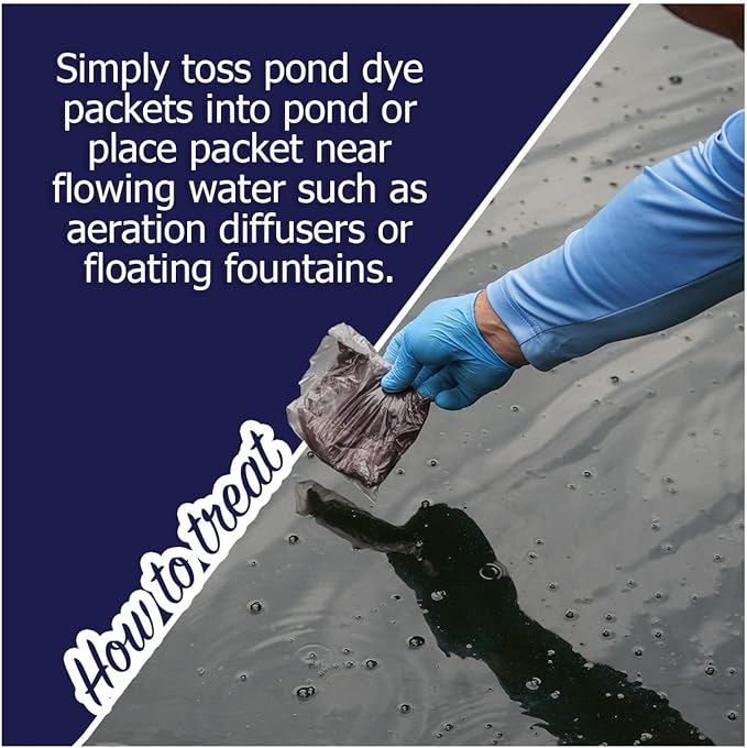 Vivid Blue Pond Dye Packets - 6 Water Soluble Packs of Lake Dye Treatment