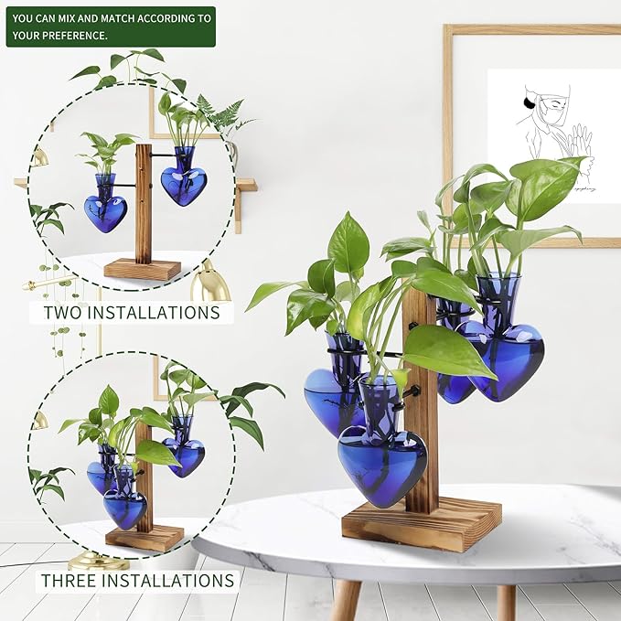 Plants Propagation Stations Plant Terrarium Kit Glass Planters for Indoor Plants House Plant Accessories Gift for Women - 4 Love Bulb Vase