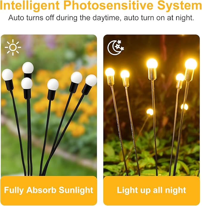 Solar Garden Lights, 8 Pack Waterproof Outdoor Swaying Lights for Patio, Garden, Pathway Decoration