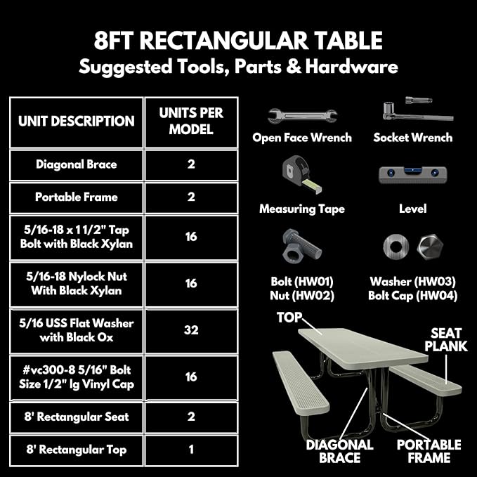 Coated Outdoor Furniture Heavy-Duty Portable Outdoor Picnic Table, Thermoplastic Coated Expanded Metal Commercial-Grade Patio Dining Furniture Made in America (8ft Rectangular, Red)