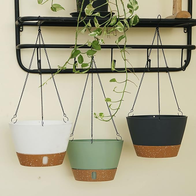 ZMTECH Hanging Planters for Indoor Plants Set of 2 Self Watering Hanging Pots Hanging Baskets Hanging Flower Pots for Outdoor Hanging Plants(10 Inch, Gray)