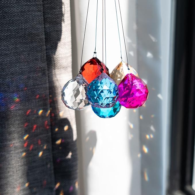 15pcs Crystal Ball Prism 30mm Handmade Feng Shui Faceted Decor Rainbow Maker(Multi-Color)