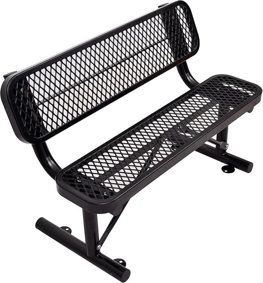 4/6/8 Feet Park Bench for Outside Heavy Duty Metal, Garden Benches Outdoor Bench with Backrest & Portable Frame, for Shopping Malls Stores Parks Patios Decks, Black