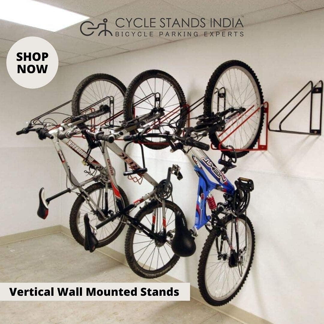 Bike Wall Mount Vertical Bike Hanger for Home Space Saving Rack Storage Mount for Garage or Home Bicycle Holder for Mountain Bikes Road Bikes Holds up to 77lbs Red,Pack of 2