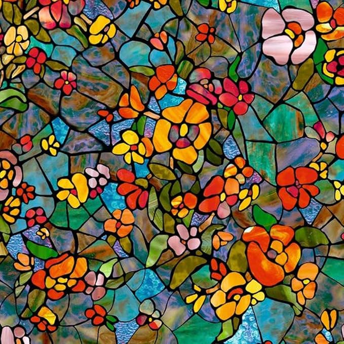 d-c-fix 346-0431-2PK Self-Adhesive Privacy Glass Window Film, Venetian Garden, 17" x 78" Roll, 2-Pack
