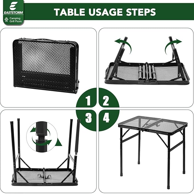 Small Folding Table, Easy for Storage, Compact and Portable Picnic Table for Grill, Outdoor Camping, Garden, Patio, Dining, BBQ, Party, Market, 2Ft (Small, Black), 23.6" L x 15.8" W