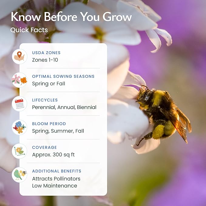 Created By Nature Bee & Butterfly Wildflower Seed Mix, 16 Varieties, 30,000 Seeds