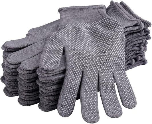 24Pcs Work Gloves Anti-slip Knitted Stretchy Cloth Glove Thin Moist Glove Liners