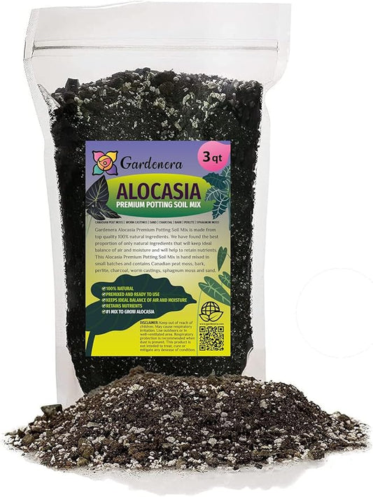 Alocasia Plant Potting Soil - Enhance Leaf Beauty and Health with Professional Grade Nutrient-Rich Mix - 3 Quart