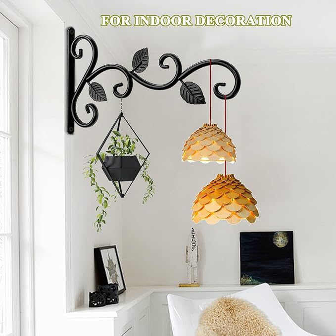 2 Pack Plants Hangers Outdoor Indoor Decor, Wall Hooks for Hanging Plant Bracket, Plant Hooks for Bird Feeder, Wind Chime, Lights, Lanterns