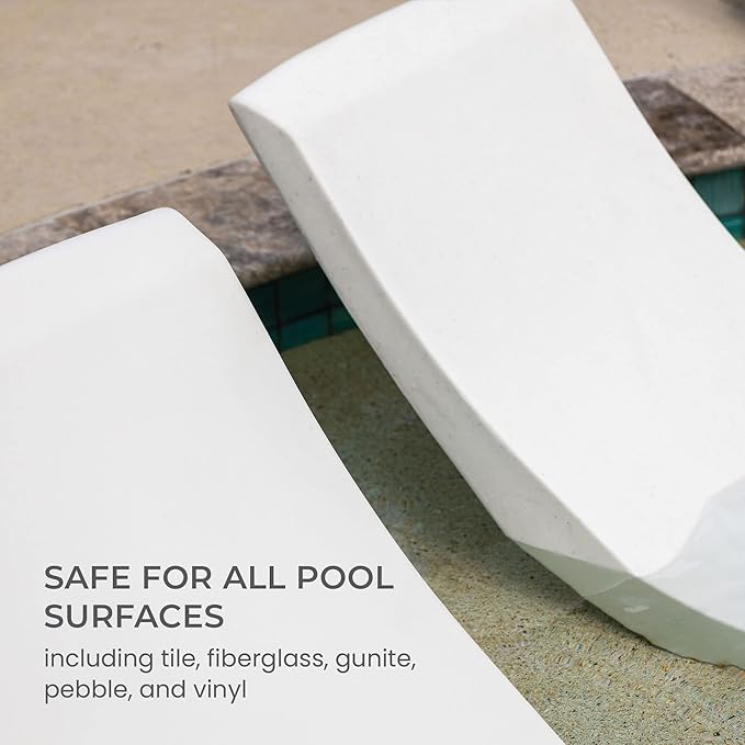 Classic White-Blue - in-Pool Chaise Set – Includes Two Chaises, Two Headrest Pillows, and One Poolside Table – for Ledges Up to 9” - Aqua Outdoors
