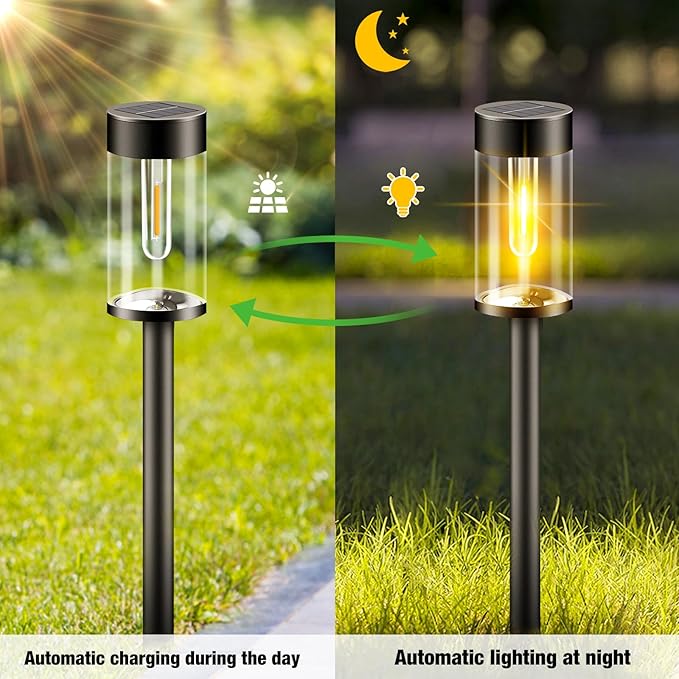 nipify LED Solar Pathway Lights Outdoor, 8 Pack Waterproof Solar Powered Yard Lighting, Auto On/Off Solar Walkway Light for Garden Lawn Path Outside(Warm White)