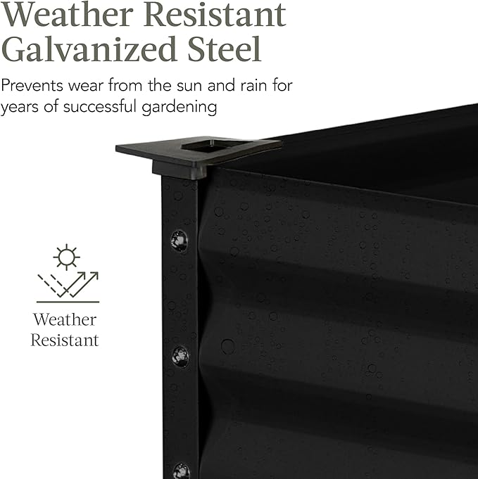Best Choice Products 48x24x30in Galvanized Raised Garden Bed, Metal Elevated Planter Box, Vegetable Garden for Backyard, Patio, Balcony - Black
