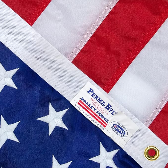 American Flag - 100% Made in the USA - 4' x 6' ft - Perma-Nyl Sewn Nylon with Grommets - Durable, and Patriotic - For Gardens, Homes, Patios and Cars – By Valley Forge Flag