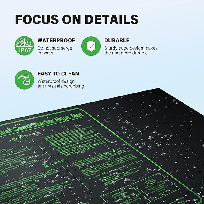 iPower GLHTMTCTRLHTMTL 48" x 20" Warm Hydroponic Seedling Heat Mat and Digital Thermostat Control Combo Set for Plant Germination, Black