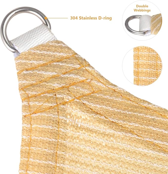 Eden's Decor Straight Flat-Edged Sun Shade Sail Rectangular 9' x 10' Beige UV-Blocking Outdoor Canopy Fabric Cloth Awning for Pergola Patio Garden Backyard Custom Size