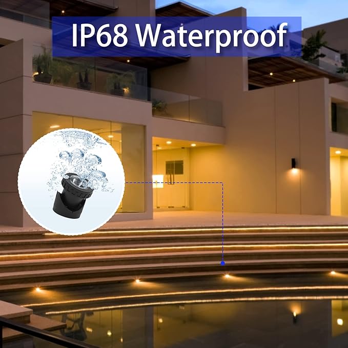 Pond Lights with Timer, Colored Fountain Lights IP68 Waterproof Pond Light, Underwater LED Dimmable Outdoor Lights for Fish Tank Pond Fountain Garden Landscape, 2 Lights