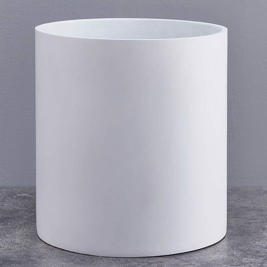 FaithLand Plant Pot 10 inch - Perfectly Fits Mid-Century Modern Plant Stand - Drainage Plug and Drainage Mesh Screen - Matte White Planter Pot - Upgraded
