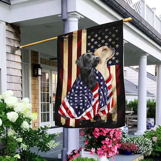 FLAGWIX Black and Yellow Labrador Retriever Flag - Outdoor Decorations, 29.5" x 39.5" House Flag for Porch, Patio, Wall Decor, Heavy-Duty Canvas Garden Home Decor Double Sided