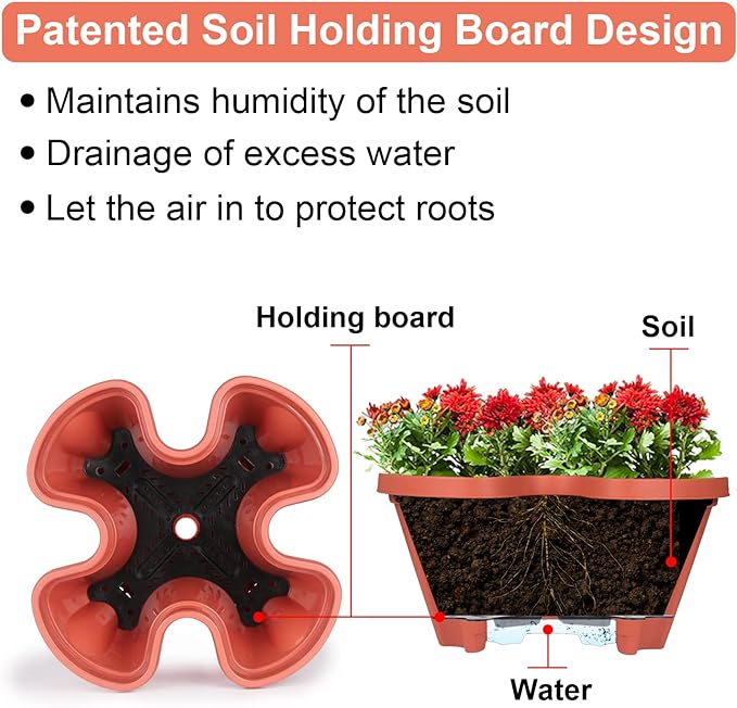 Vertical Planter 4 Tier Stackable Planters Garden Planters Strawberry Herb Flower and Vegetable Planter Indoor Outdoor Gardening Pots with Removable Wheels and Tools