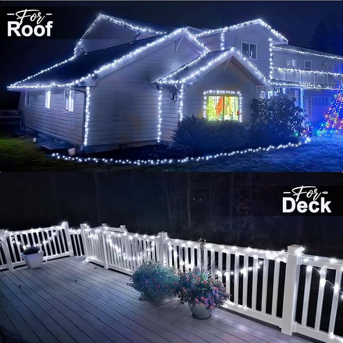 KNONEW 403FT 1000 LED Christmas Lights Outdoor String Light 8 Modes & Timer Fairy Lighting Plug in Waterproof for Xmas Yard Tree Wedding Party Holiday Decorations (Cool White)