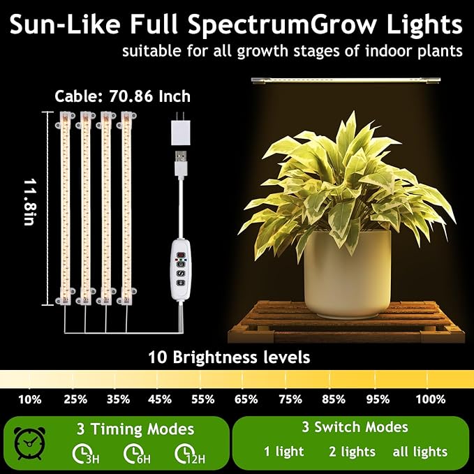 HOMKIRT Corner Plant Stand with Grow Lights, 14 Tier Tall Plant Shelf Indoor Outdoor for Multiple Plants, Wood Plant Ladder Rack Holder Display Flower Stand for Patio Porch Garden Living Room