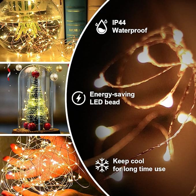 Fairy Lights Plug in,4Pack 100FT 300 LEDs Waterproof Led String Lights,Twinkle Light with 8 Modes Remote for Outdoor Indoor Christmas Wedding Birthday Garden Party Decorations,Warm White