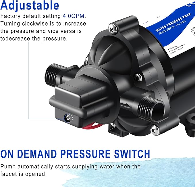 110V On Demand Water Pump 50 psi Water Pressure Booster for Home Utility Water Transfer Circulating Pump for Garden Hose Parts Washer Pump