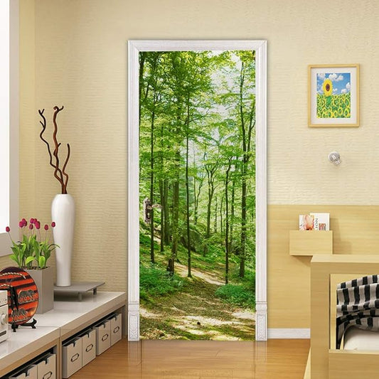 3D Peel and Stick Murals - Forest - Self-Adhesive Wallpaper Decals - Removable PVC Waterproof - Bedroom & Living Room Door Wall Decoration - 35.4 x 78.7 inch