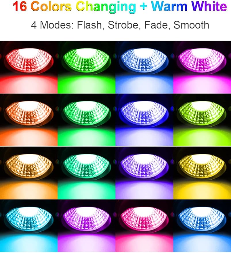 ZUCKEO 15W Christmas Outdoor Spot Lights RGB Color Changing Landscape Lights, 120V Waterproof LED Spotlight with Remote & Plug for Yard Garden Path House Halloween Decorations (1Pack)