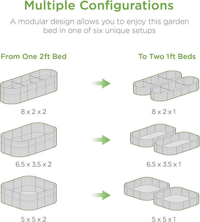 Best Choice Products 8x2x2ft Metal Raised Garden Bed, Oval Outdoor Deep Root Planter Box for Vegetables, Herbs w/ 4 Support Bars, 215 Gal Capacity - Dark Green