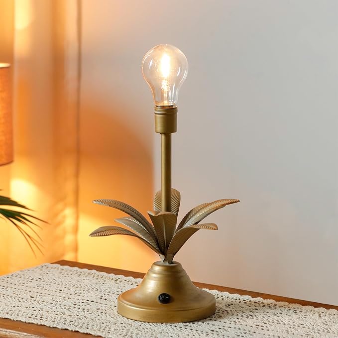 JHY DESIGN Battery Operated Lamp 13''H Vintage Decorative Cordless Lamp with LED Bulb Small Table Lamp for Bedroom Living Room Bedroom Kitchen Wedding Patio Home Decor(Antique Gold)