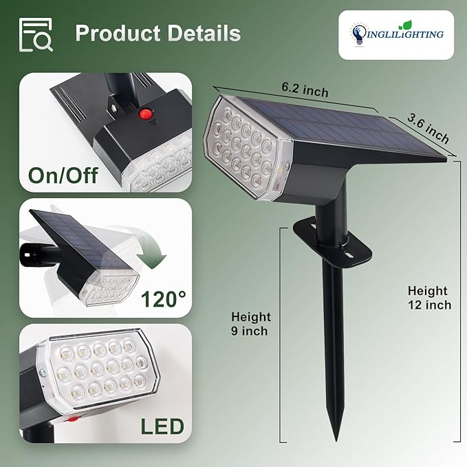 DINGLILIGHTING Solar Lights Outdoor Waterproof: IP65 Led Spot Light Decorations for Garden - Multicolor RGB Solar Powered for Yard - Dust to Dawn Uplighting Landscape Pathway Drive Patios 4PC
