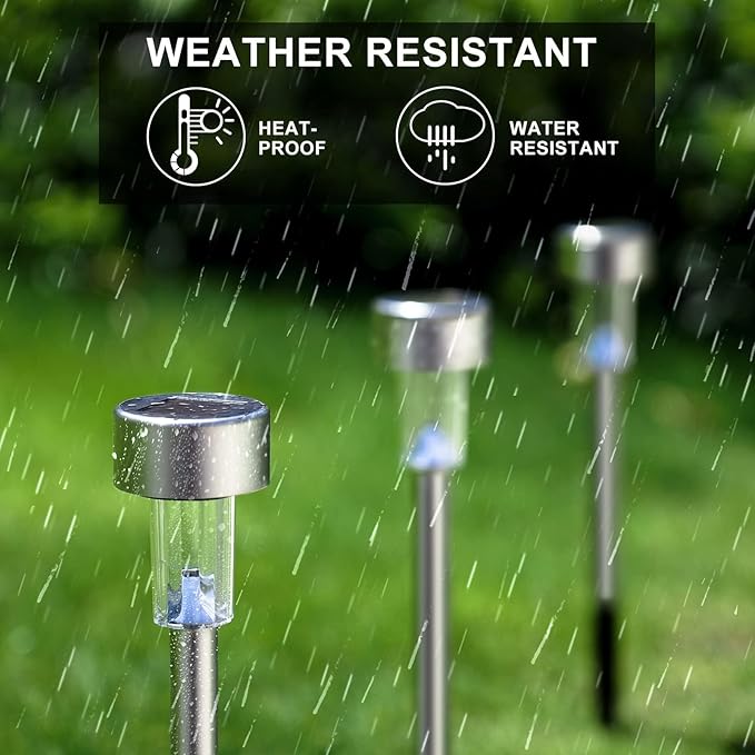 Dream Master Solar Lights Outdoor Waterproof, Stainless Steel LED Landscape Lighting Outdoor for Outside Solar Garden Lights for Pathway, Walkway, Patio, Yard, Lawn - 12 Pack (Multicolor)