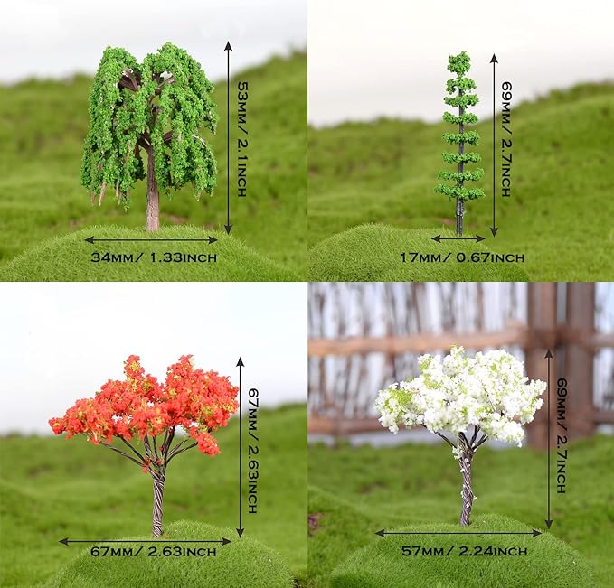 Cayway 26 PCS Outdoor Fairy Garden Miniatures Mini Zen Garden Accessories, Artificial Garden Grass, Model Trees, Terrarium Ornaments, Dollhouse Supplies, Bonsai Decorative Craft Tools Kit
