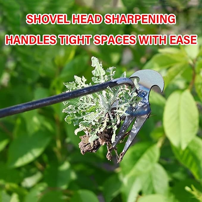 Amposei Weeding Artifact Uprooting Weeding Tool, Multifunctional Weeder, Hand Weeder Tool, Stand Up Weed Puller Tool with Handle for Garden Yard Farm Weed Removal (20in, Metal 2PCS)