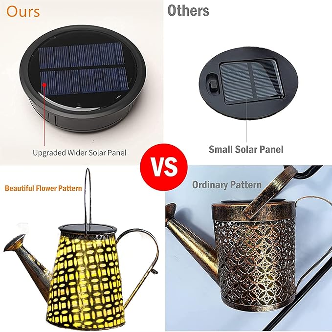 Morestar Solar Watering Can & Garden Decor, Outdoor Solar Lights - Waterproof, Hanging Lantern Decor for Table, Patio, Porch, Yard & Lawn for Mom & Grandma
