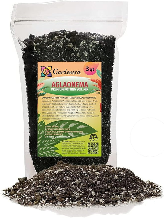GARDENERA Aglaonema Plant Potting Soil - Enhance Foliage Beauty and Health with Professional Grade Nutrient-Rich Mix - 3 Quart, MAIN-AGLAONEMA-3QT
