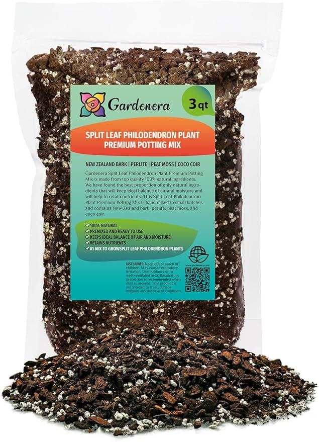 Split Leaf Philodendron Potting Soil - Enhances Aeration and Drainage for Thriving Foliage - 3 Quart