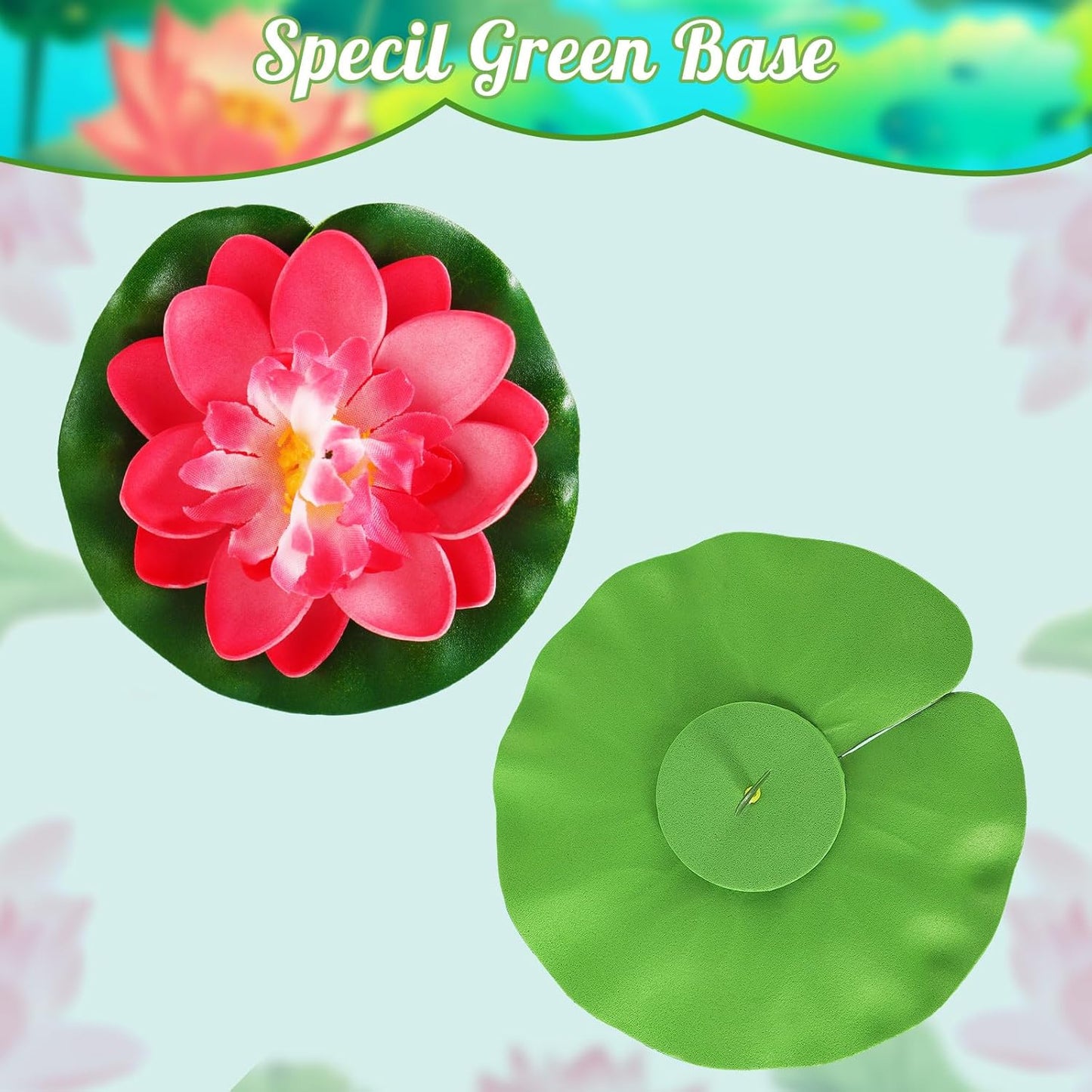 Artificial Lotus Flowers Water Lilies for Pond Pool, 10 Pcs Realistic Floating Foam Lotus Flowers with Lily Pads for Ponds, 4" and 6" Large Lifelike Water Lilies for Fountain Garden Pond Decoration