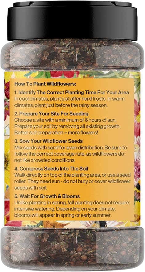 Mini Wildflower Seed Shaker - Save The Bees Seed Mix, by GevaGrow | 80,000+ Seeds | Pollinator & Bee Attracting Flower Seeds Bulk for Planting in Pots & Outdoor Gardens | 2 Ounce