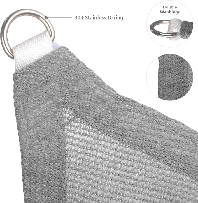 Eden's Decor Straight Flat-Edged Sun Shade Sail Rectangular 7' x 11' Grey UV-Blocking Outdoor Canopy Fabric Cloth Awning for Pergola Patio Garden Backyard Custom Size