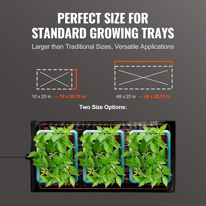 VEVOR 4 Pack Seedling Heat Mat 10"x 20.75", MET-Certified Warm Hydroponic Plant Heating Pad for Seed Starting, Waterproof Heating Mats for Germination, Indoor Gardening, Greenhouse