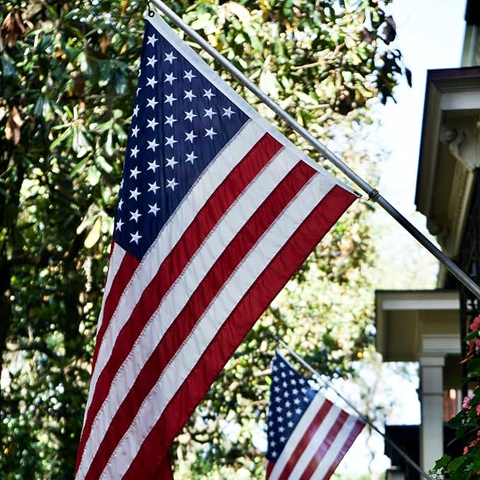 Homissor American Flag 4X6 USA US Flags 4’ x 6’ Heavy Duty Outdoor Made of Durable Nylon Flag with Embroidered Stars, Sewn Stripes and Brass Grommets