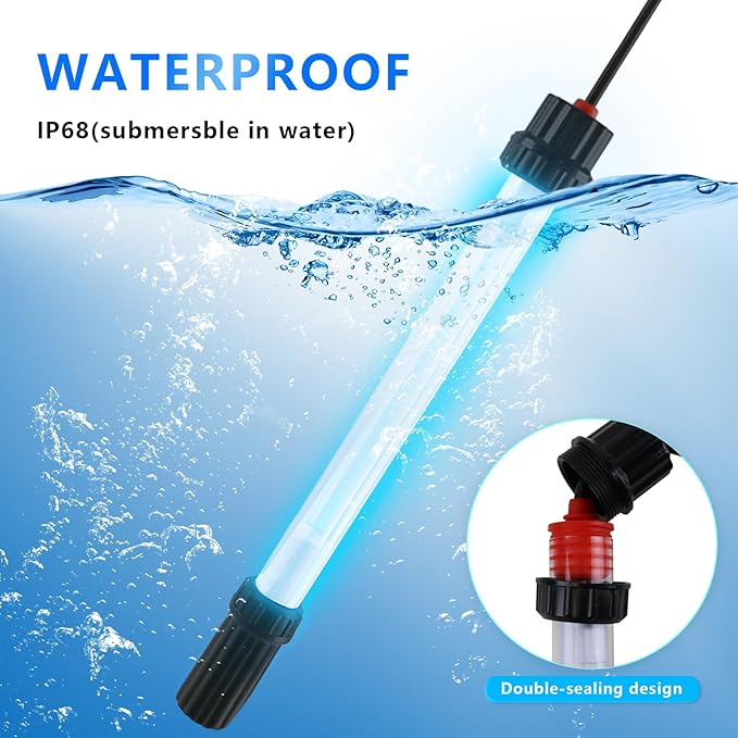 32W Aquarium UV Light for 100-2000 Gallon, UV Pond Water Clarifier for Koi Pond, Swimming Pool, Spa, Large Fish Tank, Cold Plunge UV Light for Pond Algae Control