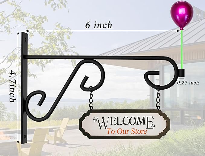 Plant Hanger Hook,2 Pcs Hanging Basket Hooks,6in Metal Wall Plant Hook for Outdoor or Indoor Hanging Flower Baskets,Bird Feeders,Solar Lanterns
