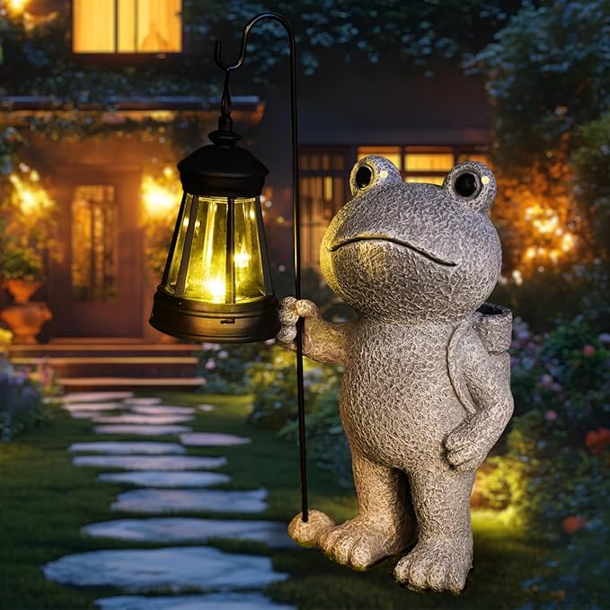Garden Statue Outdoor Decor, Patio Garden Sculptures & Statues, Resin Outdoor Decor Gift for Women Mom Grandma (Frog)