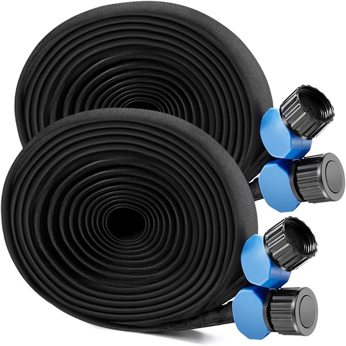 IPOW 50ft + 50ft IPOW Heavy Duty Double Layer Design Saves 80% Water Leak Proof Soaker Hose, Drip Watering Hose for Garden, Lawn, Flower Bed, Vegetable Field (50 FT x 2Pack)