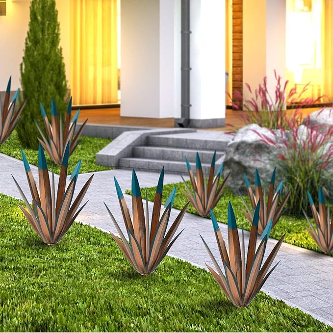 2pcs Metal Tequila Country Sculpture DIY Tequila Plant Home Decor Country Tequila Garden Ornament Indooutdoor Statuette Patio Lawn Patio Stake Decoration Gift to The Garden 12“
