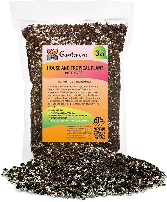House Plant and Tropical Plant Potting Soil - Re-Potting Soil for All Types of Indoor House Plants - 3 Quart Bag